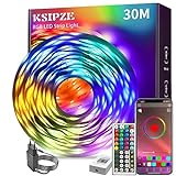 KSIPZE Led Strip 30m RGB LED Streifen mit Fernbedienung Bluetooth Musik Sync Timer-Einstellung Dimmbar Farbwechsel Led Lichterkette Lichtband Leiste Band für Z