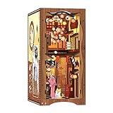 CUTEBEE DIY Book Nook Kit – DIY Miniatur Haus Kit mit Möbeln und LED-Licht, 3D Puzzle Buchstützen aus Holz, Modellbausätze für Erwachsene zum Bauen (Under The Sakura Tree)