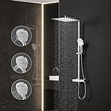 KOMIRO Duschsystem mit Thermostat, Duschset, Duschsäule Regendusche mit 30 * 30cm Kopfbrause und Duscharmatur Thermostatventil aus Kupfer für B