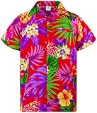 King Kameha Funky-Hawaii-Hemd, Herren, Kurzarm, Pineapple, Rot, XL