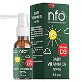 NFO BABY Vitamin D3 Spray 10 μg/400 IE [20 ml für 110 Tage/Sprühstöße] Natürlicher Vit-D-Komplex für Kinder 100% Vegan In seiner Cholecalciferol-Form ist es 30% wirksamer als D3 Stärkt das Immunsy