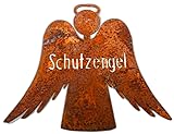 Edelrost Schutzengel Aufhänger 12,5 x 10 cm Metall Rost Fensterdeko Glücksbringer Baumdeko Engel Figur Deko GTT J032