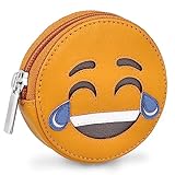 MANAGE Freudentränen Smiley Börse mit Schlüsselring - inkl. Geschenkbox - Minigeldbörse für Frauen und Kinder - Schlüsselmäppchen Damen Leder Gelb 32715-14