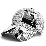 GTDEALS Vintage-Baseballkappe für Herren, Zeitungsdruck, verstellbar, lustig, Trucker-Hüte, Baumwolle, trendiger Hut für Herren, Kopfbedeckung, Weiß, Parent, O