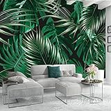 XLMING Einfache Schwarze Und Weiße Tropische Pflanzen Schildkröte Zurück Blätter Schlafzimmer Wohnzimmer Tv Hintergrund Wand 3D Hintergrundbilder-350cm×256
