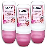 3 er Pack ISANA Deodorant Roll-on Soft Blossom Deoroller Deo 3 x 50