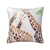 OPSREY Kissenbezug mit schönem Giraffen-Druck, 40,6 x 40,6 cm, weich, langlebig, quadratisch, dekorativer Kissenbezug für Bett, Sofa, S