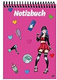 A 5 Notizblock Manga Enora, pink, blanko: Spiralbindung, Notizblock, Tagebuch, Notizen für die Schule, Uni oder unterwegs, verschiedene Lineaturen und M