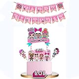 LOL Cake Toppers, 5 STÜCKE LOL Happy Birthday Party Supplies LOL Cupcake Picks LOL Rosa Kuchendekorationen für Mädchen Kinder Erw