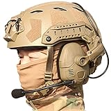 TS TAC-SKY Taktischer Fast-Helm Paintball Satz, mit Noise-Cancelling Kommunikation Kopfhörer und Schutzbrille, für Airsoft Schießen und Jagd Spiel (Color : Khaki A, Size : M)