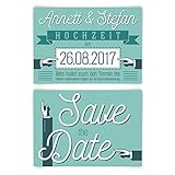 Save the Date Karten (100 Stück) - 50er Jahre Werbung in Mintgrün - Hochzeitsk