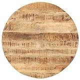 vidaXL Mangoholz Massiv Tischplatte Massivholzplatte Holzplatte Ersatztischplatte Holz Platte für Esstisch Esszimmertisch Rund 15-16mm 70