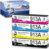 DOUBLE D 913A Multipack für HP 913A,kompatibel mit HP PageWide Pro 377dw 377dn Pro 477dw 477dn Pro 352dn 452dn MFP 477dw MF 552dw 577dw MFP 577z (BK/C/M/Y)