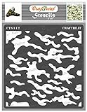 CrafTreat Camouflage Stencils for Furniture Painting - Camouflage Stencil Size: 15 x 15 cm - Textured Stencils for Crafts Reusable - Texture Pattern Stencil for Camouflage - Camo S