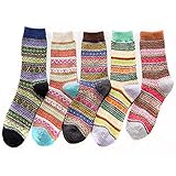Crew Warm 5 Socken Dicke Packung Wolle Vintage Damen Wintersocken Strickmaschine Socken (Multicolor, One Size)