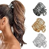 Irikdescia® 3 Stück hohe Pferdeschwanz-Clips, Haarspangen aus Metall für verbesserte Frisur, modische Haar-Accessoires, hohe Pferdeschwänze und dickes Haar (Gold, Silber, Schwarz)