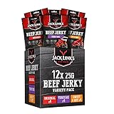 Jack Link's Beef Jerky Mixed Case 25g - 12er Pack (12 x 25 g) - Proteinreiches Trockenfleisch vom Rind - Getrocknetes High Protein Dörrfleisch - in 3 V