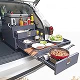 ZKXMCL Auto Mobile Küche mit 3 Ebenen Stauraum, Outdoor Fahrzeug Edelstahl Camping Tisch Multifunktionale Kochregal und verstellbare Arbeitsstation für SUV,
