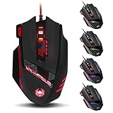 zelotes Kabelgebundene Gaming Maus,8 programmierbare Tasten,9200DPI MMO Gamer Maus,Beleuchtung Ergonomische Maus,Maus mit Kabel für PC,Mac,Laptop