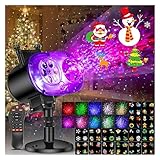 ZKLGS Weihnachten Projektor, Halloween Weihnachten Projektor Lichter Indoor Outdoor 2 In 1- Welle + 16 Muster Projektion Licht Party Garten Decorati für Weihnachten Dekorationen Auß