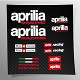 Aufkleber-Set kompatibel mit Aprilia Racing, weiß, transparente Vinylbasis, einfache Anbringung, UV-Druck