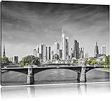 Pixxprint schöne Skyline von Frankfurt am Main schwarz/weiß Format: 120x80 auf Leinw