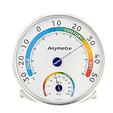 Thermometer Hygrometer Innen Außen Analog Monitor Temperatur- und Feuchtigkeitssensor für das Haus Büro das Gewächshaus, Durschmesser ca. 12,5