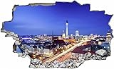 DesFoli Berlin Stadt Deutschland 3D Look Wandtattoo 70 x 115 cm Wanddurchbruch Wandbild Sticker Aufkleber C041