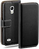 moex Klapphülle für Samsung Galaxy S4 Hülle klappbar, Handyhülle mit Kartenfach, 360 Grad Schutzhülle zum klappen, Flip Case Book Cover, Vegan Leder Handytasche, Schw