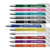 50 x Metallkugelschreiber mit 3 Zierringen inkl. Wunsch-Gravur Farbe | BLAU | wählen Sie aus 20 Schriftarten und 14 verschiedenen Farben Ihren Wunsch-Kugelschreib