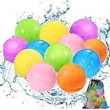 Wiederverwendbare Wasserballons, Sommerspielzeug, Wasserspielzeug für Jungen und Mädchen, Außenpool, Strandspielzeug für Kinder, Wasserspiele, Spielzeug, selbstdichtender Wasserspritzball (12 Stück)