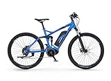 Fischer E-Mountainbike, MONTIS EM 1862 E-Bike MTB für Damen und Herren, RH 48 cm, Mittelmotor 80 Nm, 48 V Akku, blau matt, 27,5 Z