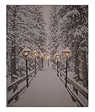 Spetebo LED Wandbild 50x40 cm - Winterlandschaft mit 6 LED´s - Leinwand beleuchtet Leucht B