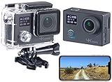 Somikon Helmkamera: 4K-Action-Cam für UHD-Videos, 2 Displays, 16-MP-Sony-Sensor (ref.) (wasserdichte Actioncam, Actionkamera, Kinder Motorrad)