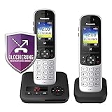 Panasonic KX-TGH722GS Schnurlostelefon Duo mit Anrufbeantworter (DECT Telefon, strahlungsarm, Farbdisplay, Anrufsperre, Freisprechen) schw