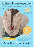 TransOurDream A4X7 Sets,Inkjet/Laser Transparent Tattoo Papier DIY Tattoo Folie Zum Bedrucken,für Kerzen,Tattoo Temporäres Transfer,Decal Papier，Transferpapier(D-11-1.0-7)