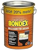Bondex Holzlasur für Außen Dunkelgrau 4,8 L für 62 m² | Hoher Wetter- und UV-Schutz | Natürliches Abwittern - kein Abplatzen | seidenmatt | Holzschutzlasur | H