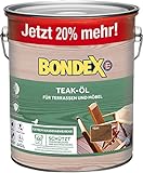 Bondex Teak Öl Teak 3 L für 66 m² | Extrem wasserabweisend | Schützt vor Rissbildung und Austrocknung | Atmungsaktiv | matt | Holzöl | H