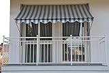 Angerer Klemmmarkise Standard - Markise für Sonnenschutz - Montage ohne Bohren und Dübeln - ideale Balkonmarkise für Mietwohnungen (350 cm, Grau)