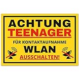 Vorsicht Teenager Schild (30 x 20 cm) - Lustiges Geschenk für Teenager zur Jugendweihe oder zum Geburtstag -Türschild als Teenager Zimmer Deko - Für Jungen und M