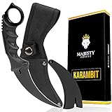 Majesty Forest® Karambit Messer (Black) - Sehr scharfe Klinge - CSGO Trainer mit Holster und Kling