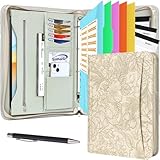 Leathario Schreibmappe A4 mit 5er Register DIN A4，Konferenzmappe mit 4 Ringbuch，Dokumentenmappe mit Reißverschluss,Ordner für Meeting, Business,Mappe für G