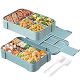 WayEee Bento Box Auslaufsicher Lunchbox 2-Lagige 1500ml Groß Volumen, BPA frei Brotdose für Erwachsene/Kinder (Grün)