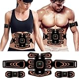 Elektrostimulator-Gürtel für Bauchmuskeln, Ganzkörper EMS Bauchmuskeltrainer, USB Wiederaufladbar Muskelstimulator, mit 6 Modi & 9 Intensitaten, LCD Bildschirm Elektrische Bauch T