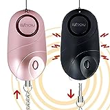 BXROIU Persönlicher Alarm Taschenalarm 140dB Sirene Selbstverteidigung Sicherheit Schlüsselanhänger (Roségold+Schwarz)