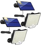 MPJ Solarlampen für Außen, 106 LED Solarleuchte Aussen mit Bewegungsmelder, IP65 Wasserdichte, 120°Beleuchtungswinkel, Solar Wandleuchte für Garten mit 5m Kabel-2 Stück