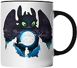 DragonHive Tasse - Dragon Train Ohne Zahn - beidseitig Bedruckt - Geschenk Idee Kaffeetasse mit Spruch, Keramik 330ml, Tassenfarbe: Schw