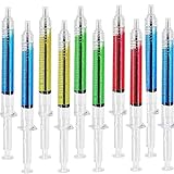 MINGZE gefälschte Nadel Spritze Kugelschreiber, schreibt in blau oder schwarz Tinte, rot, gelb, blau, grün, Schulbedarf, Preise und Werbegeschenk für Jungen und Mädchen (10 Stück)…