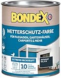 Bondex Wetterschutz Farbe Anthrazit (RAL7016) 0,75 L für 7 m² | Extreme Deckkraft | Hervorragende Witterungsbeständigkeit | seidenglänzend | Wetterschutzfarbe | Holzfarb