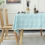 LAUMOE Exquisite Tischdecken, 90 x 140 cm, Baumwoll-Leinen-Tischdecke, verdickte Tischunterlage, rechteckige Tischdecke, einfache Bunte Tischdecke für die W
